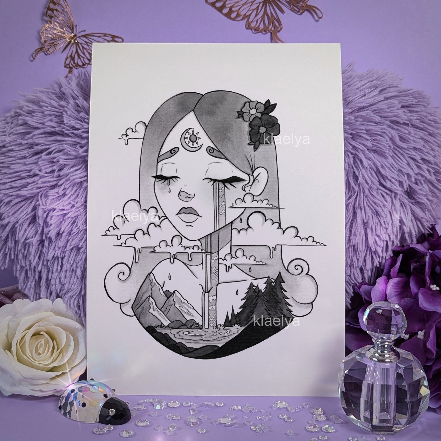 "La tristesse de Mère Nature" - Tirage d'Art A4/A5 à l'encre de Chine