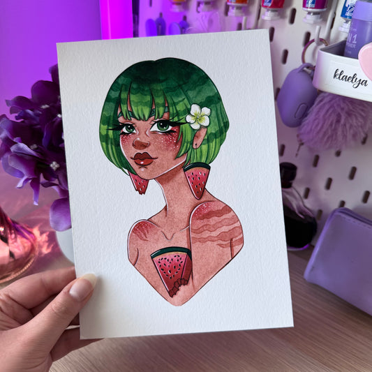 Pack Collection Miss Pastèque (Art print, Marque-page & Stickers)